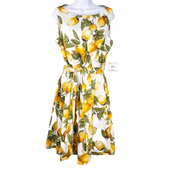 Anne Klein Dresses & Skirts - [Anne Klein] Lemon Print Tying Dress